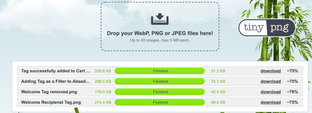 Compress your images for faster loading with Tiny PNG