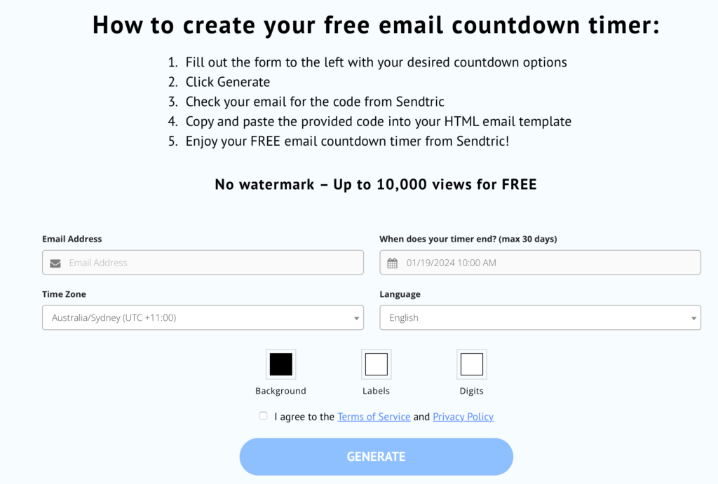 Sendtric countdown timer for Omnisend